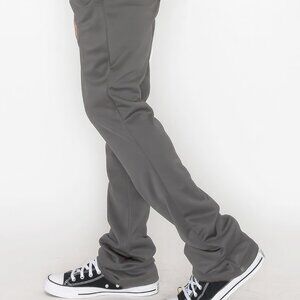 Men's Solid Grey Flare Stacked Track Pants